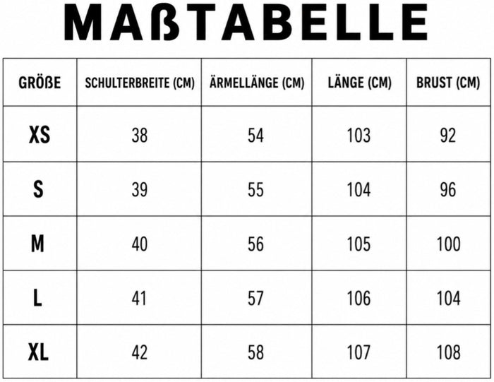 Größentabelle