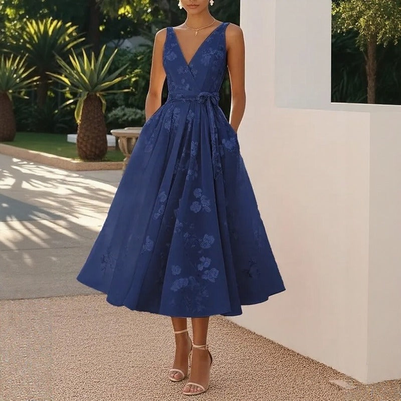 Kleid Lavienne™ mit floralem Muster und betonter Taille mit Bindegürtel
