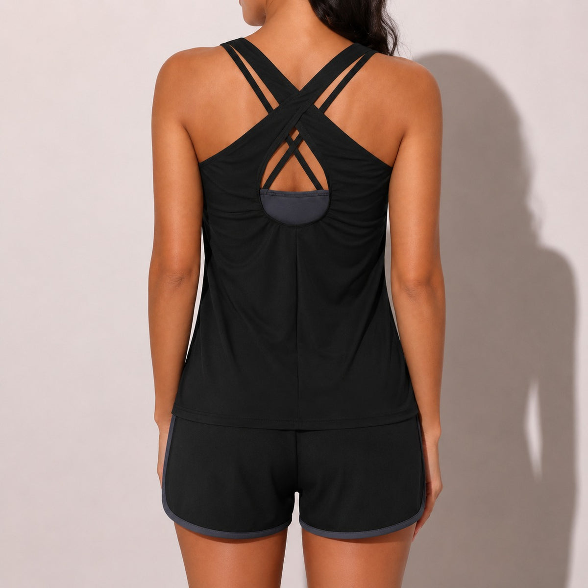 Silja™ 3-teiliges Tankini-Set mit überkreuztem Top, Trägertop und Shorts
