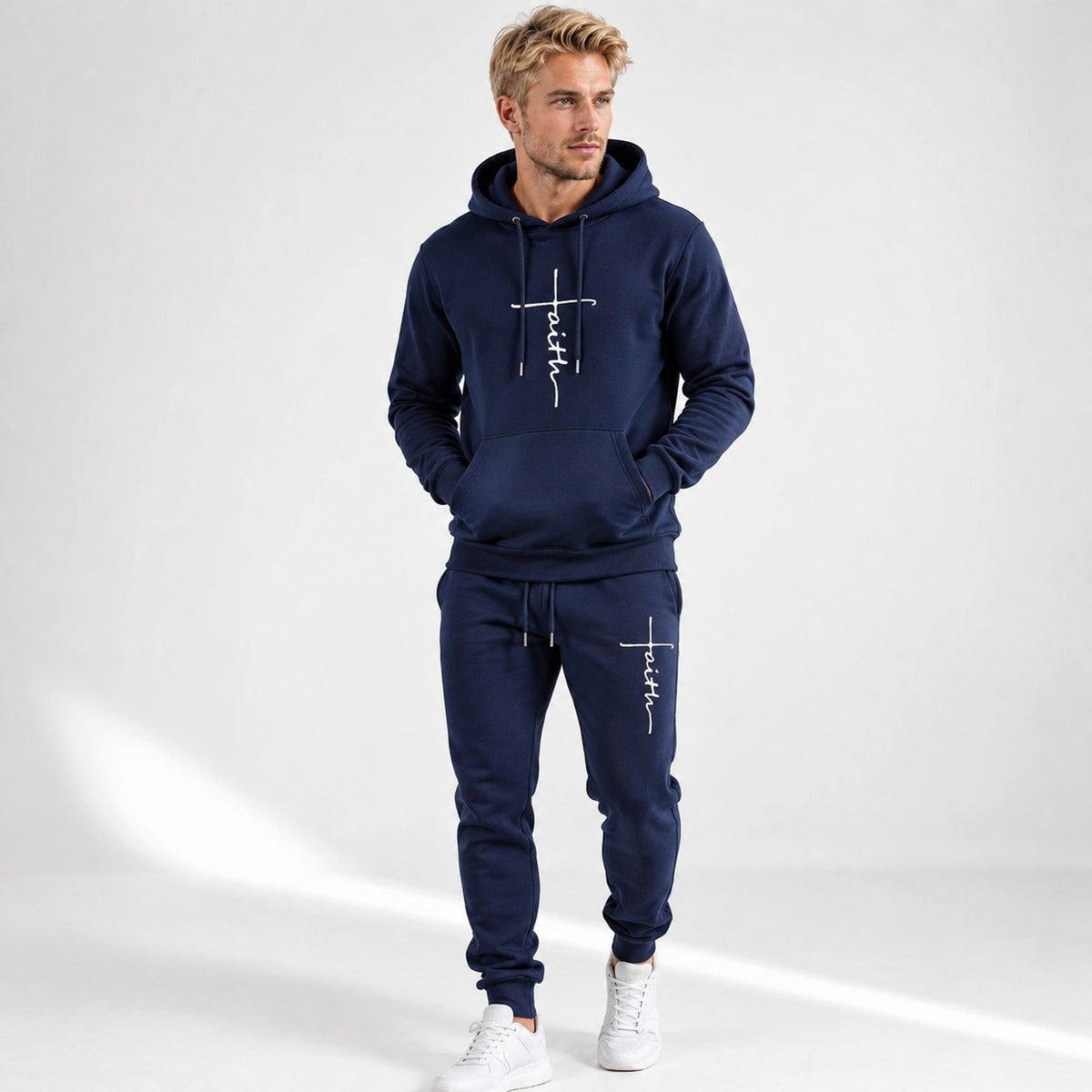 Jorik™ Freizeitset mit Faith-Print, Kapuzenpullover und Jogginghose