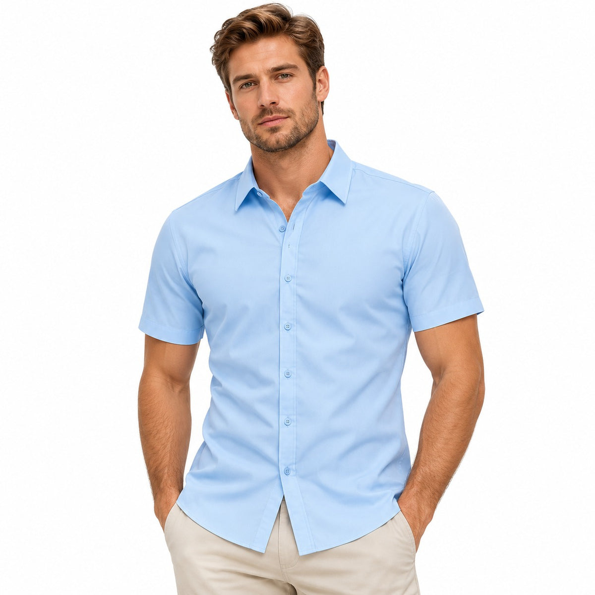 Henrik™ Slim-Fit Hemd mit klassischem Kragen und kurzen Ärmeln