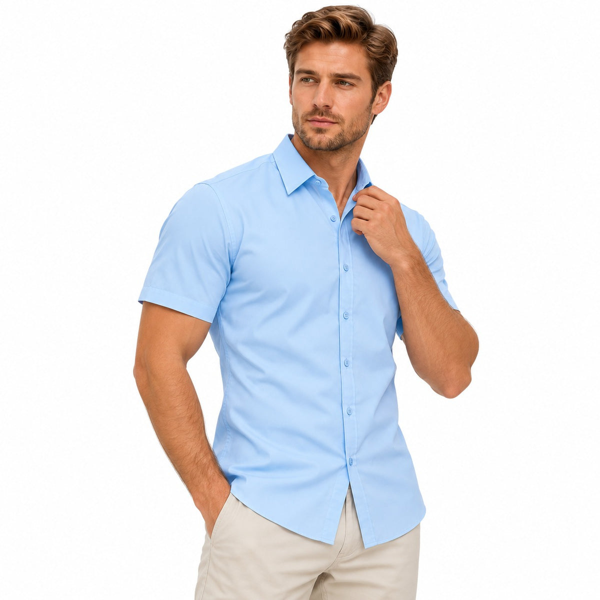 Henrik™ Slim-Fit Hemd mit klassischem Kragen und kurzen Ärmeln