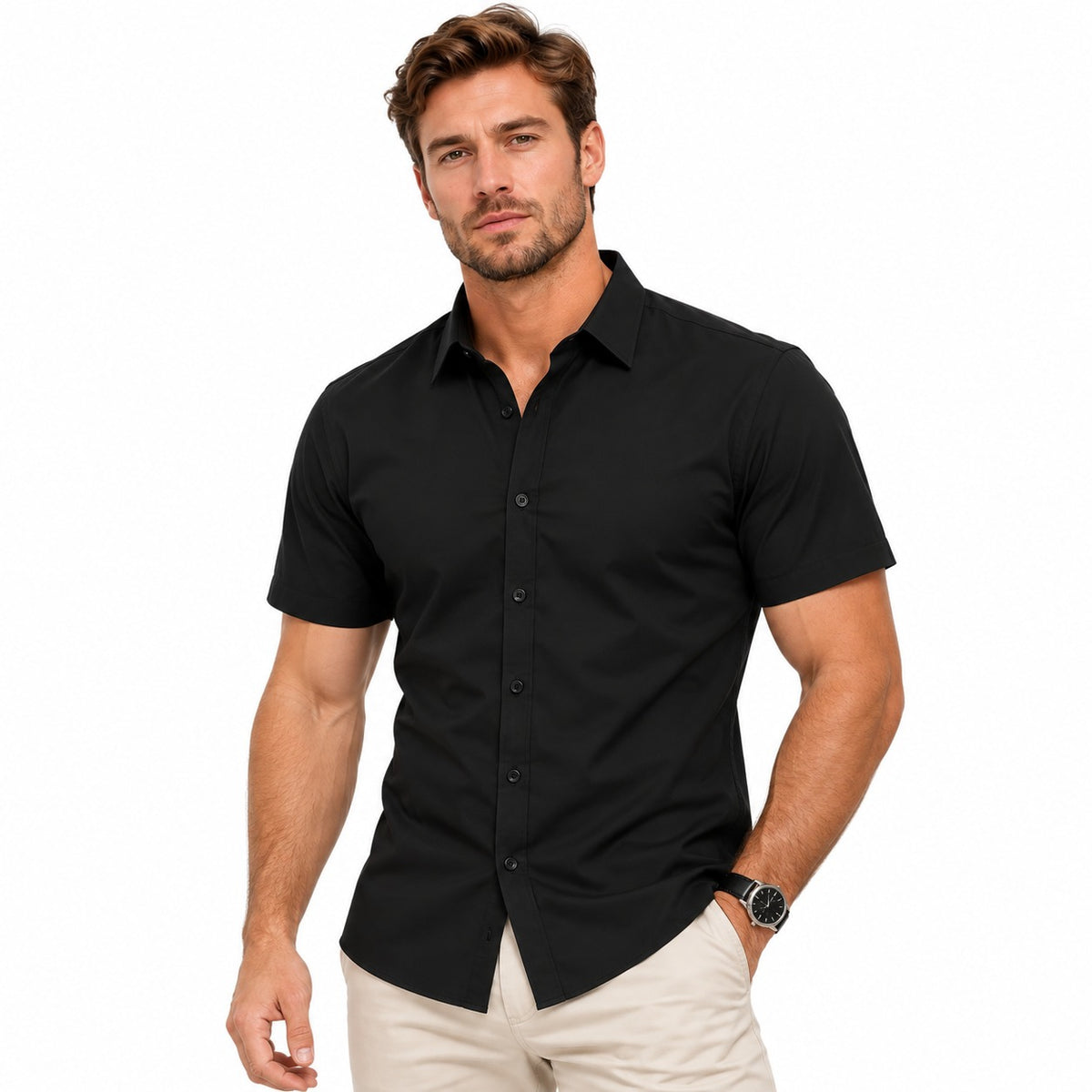 Henrik™ Slim-Fit Hemd mit klassischem Kragen und kurzen Ärmeln