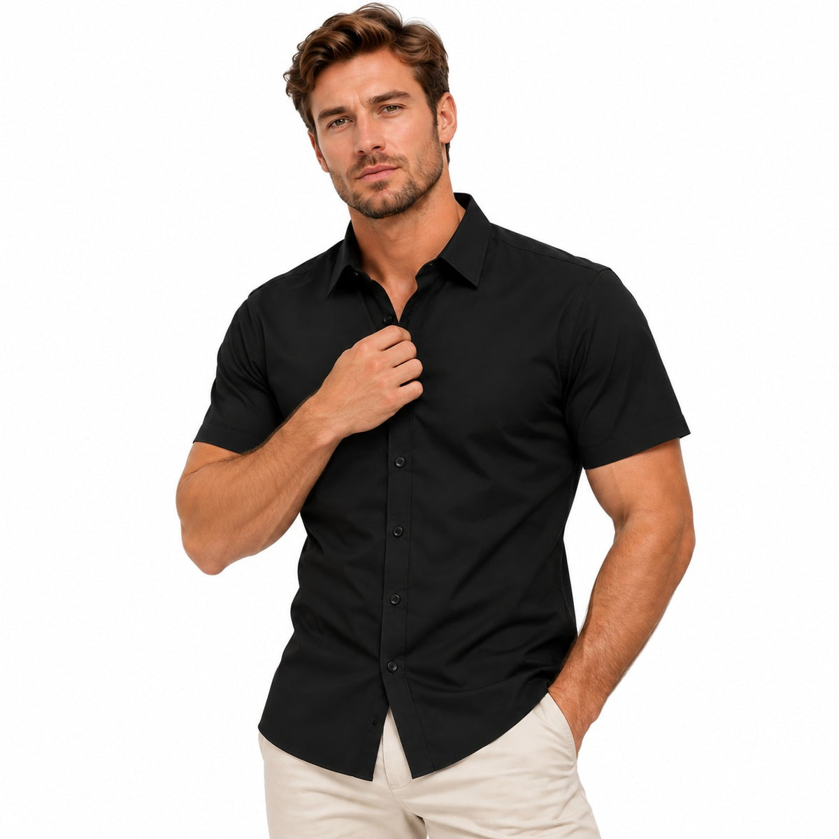 Henrik™ Slim-Fit Hemd mit klassischem Kragen und kurzen Ärmeln