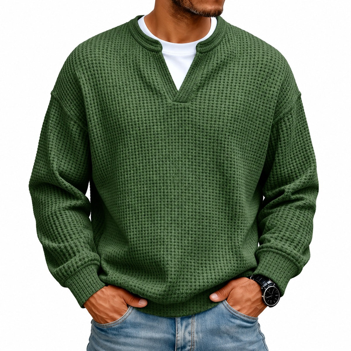 Caspian™ Pullover mit Strukturiertem Reliefgewebe und Markantem Kragen
