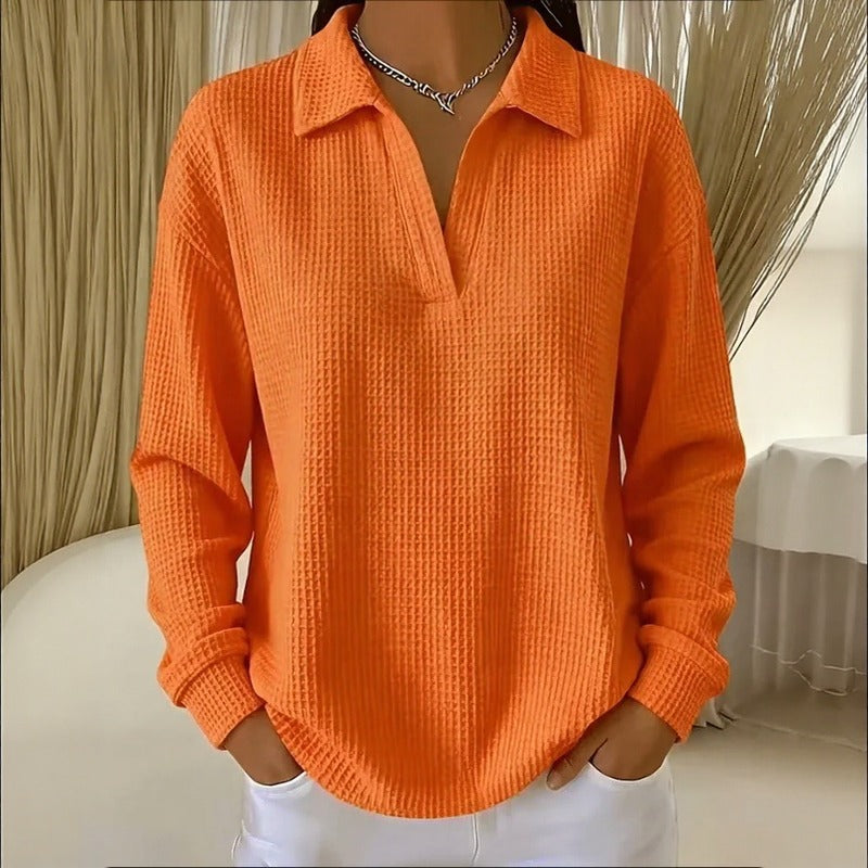 Luma™ Bluse mit Strukturierter Oberfläche, Klassischem Kragen und Weitem Schnitt