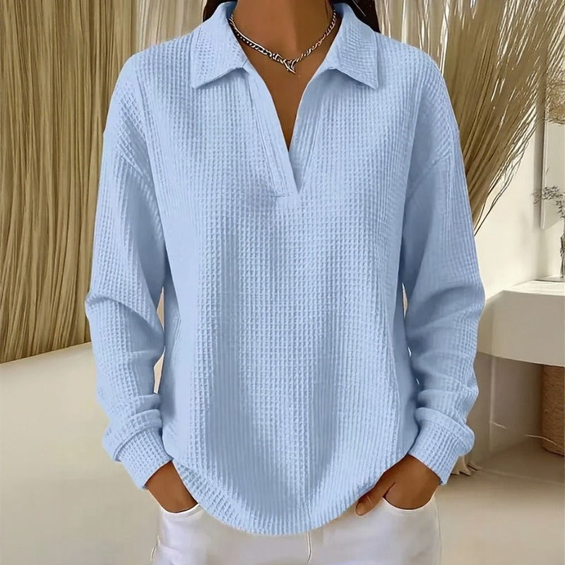 Luma™ Bluse mit Strukturierter Oberfläche, Klassischem Kragen und Weitem Schnitt