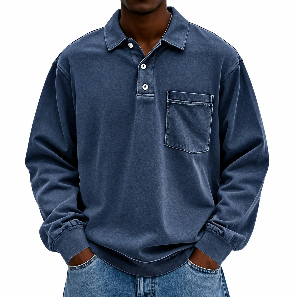 Jasper™ Poloshirt mit langen Ärmeln und Brusttasche