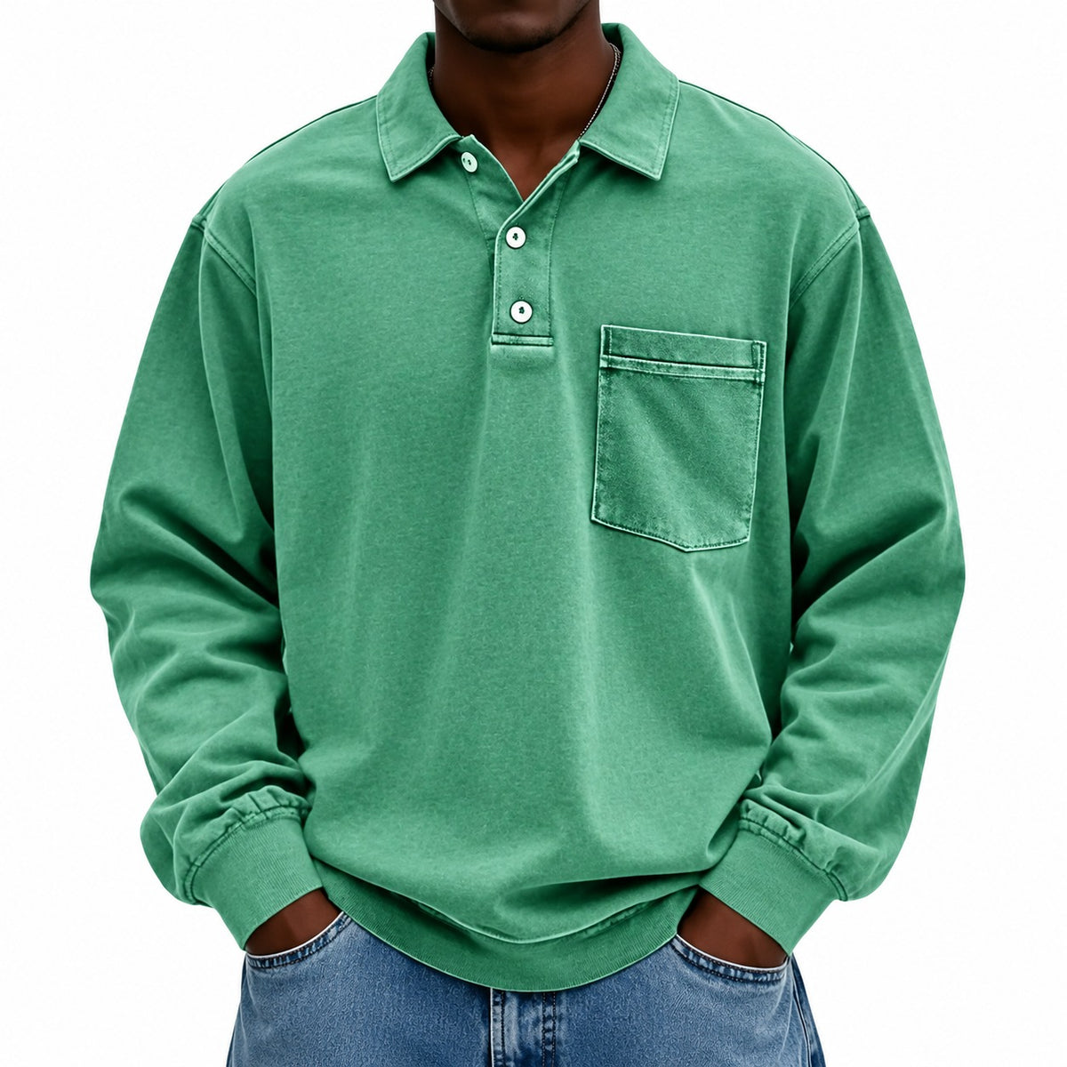 Jasper™ Poloshirt mit langen Ärmeln und Brusttasche