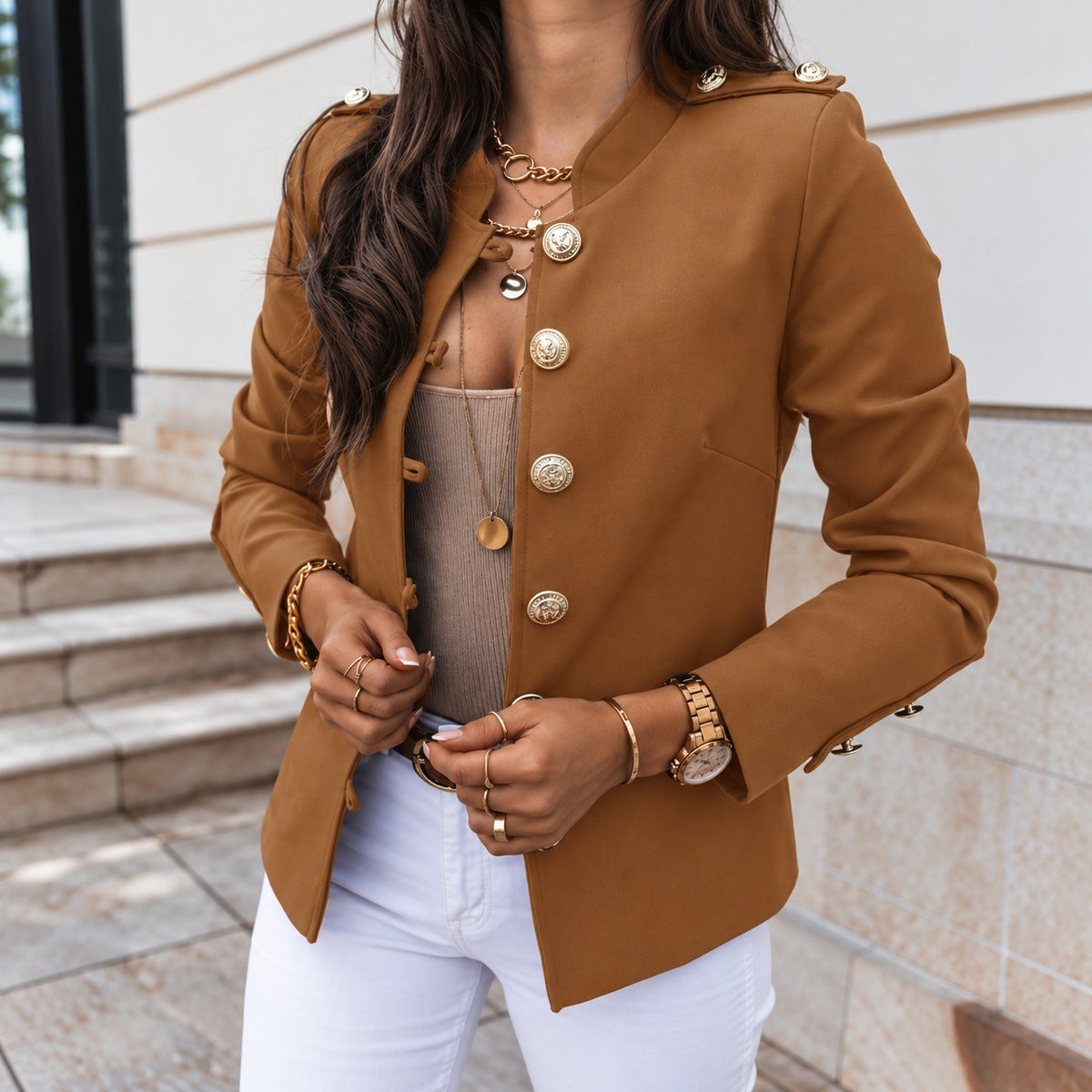 Jacke Pavia™ mit strukturiertem Kragen, Knopfverschluss und Schulterdetails