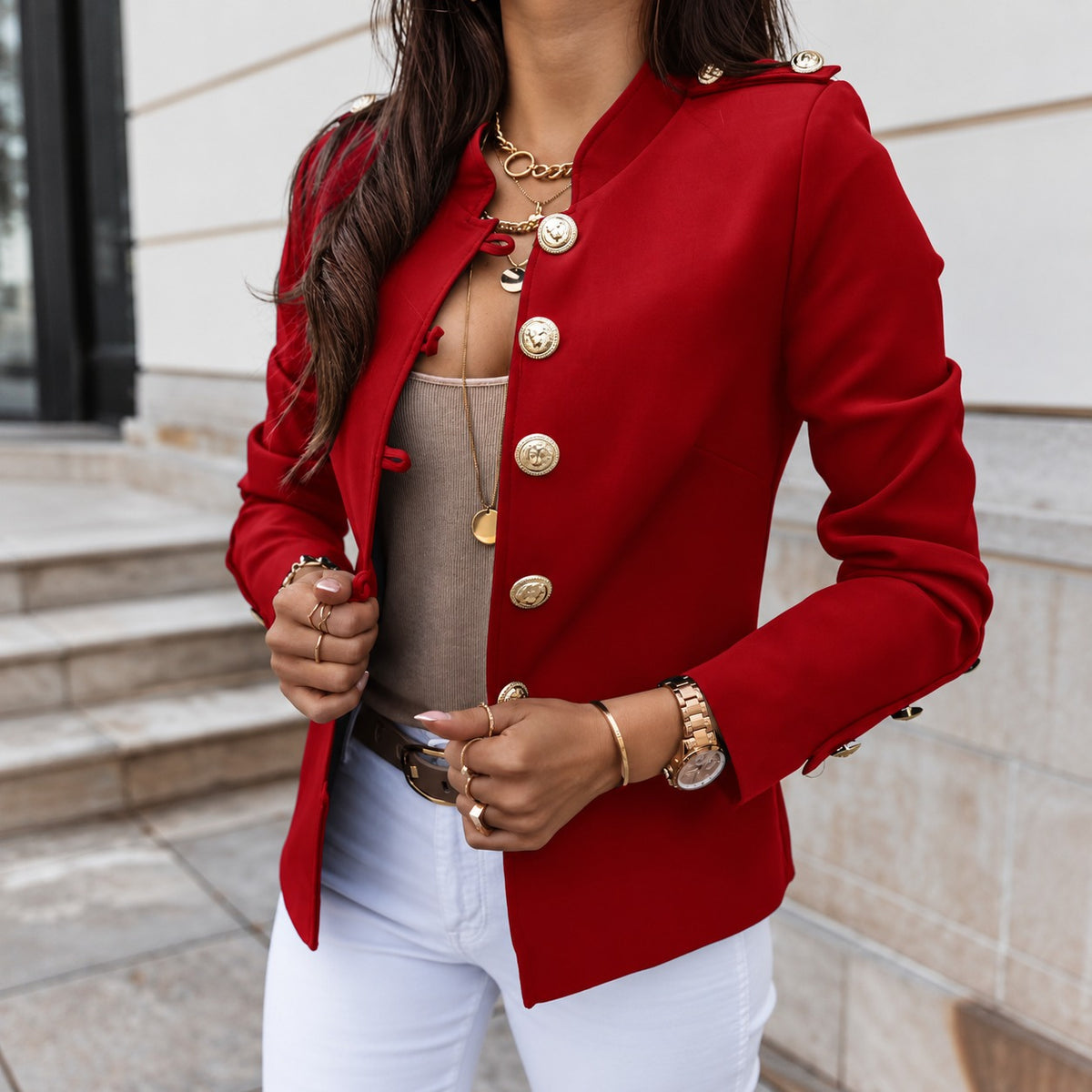 Jacke Pavia™ mit strukturiertem Kragen, Knopfverschluss und Schulterdetails