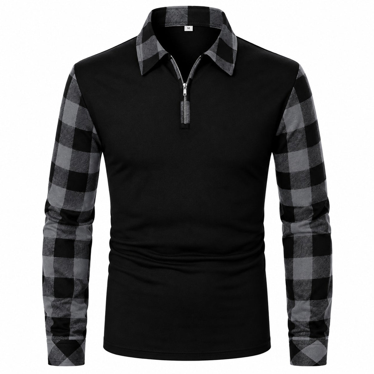 Poloshirt Carsten™ mit langen Ärmeln und kontrastierenden Karodetails