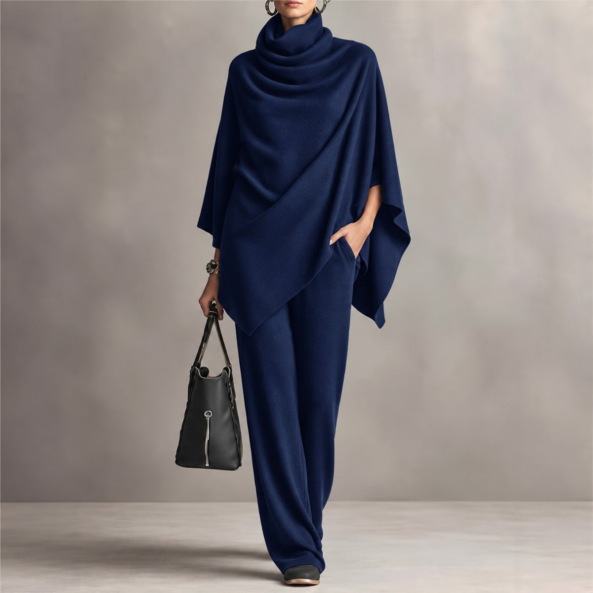Irina™ Zweiteiler mit asymmetrischem Oberteil, drapiertem Kragen und weiter Hose