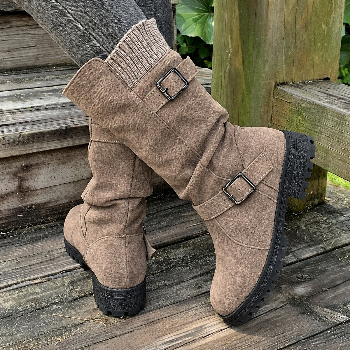 Stiefel Jette™ mit mittelhohem Schaft, seitlichen Schnallen und Profilsohle