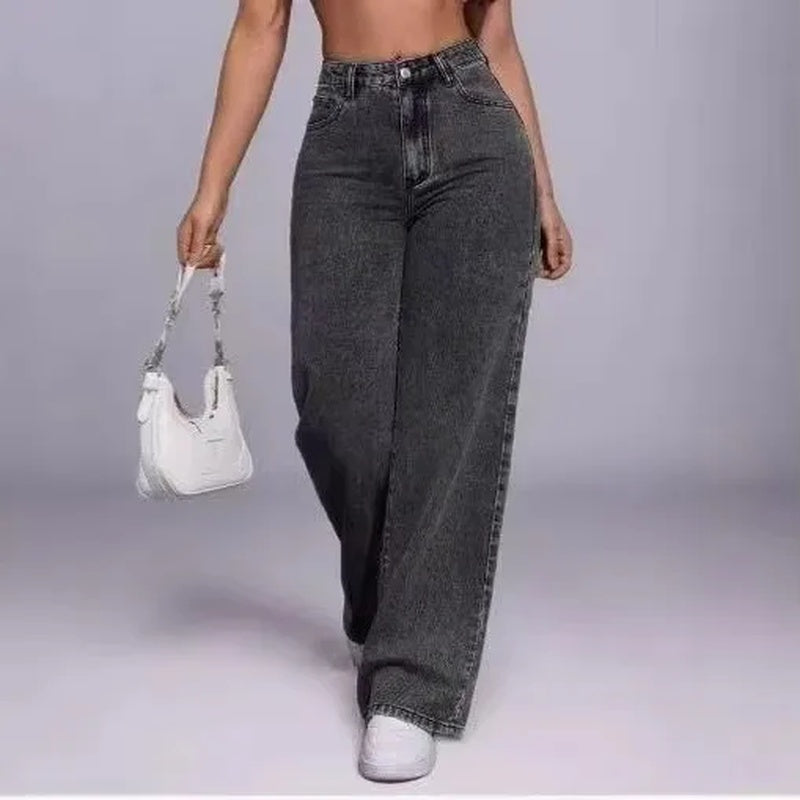 Jeans Finja™ mit hoher Taille, geradem Schnitt und weitem Bein