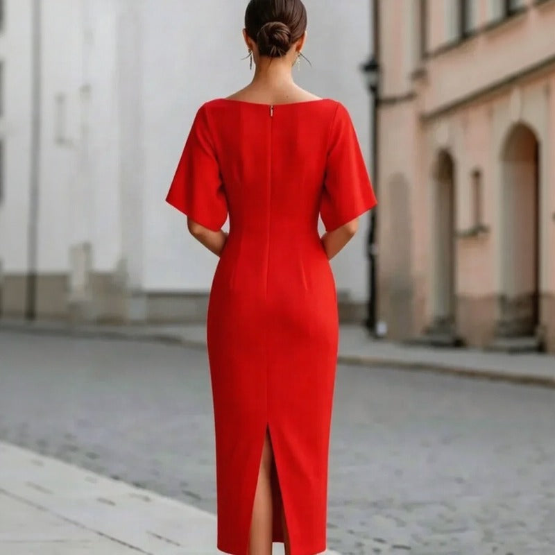 Kleid Estelina™ mit Betonter Taille, Weiten Ärmeln und U-Boot-Ausschnitt