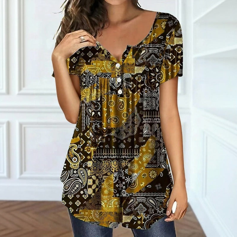 Bluse Ismera™ mit Paisleymuster, Ornamentalen Details und Lockerem Schnitt